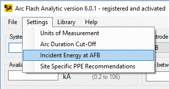 Incident Energy at Arc Flash Boundary Dialog